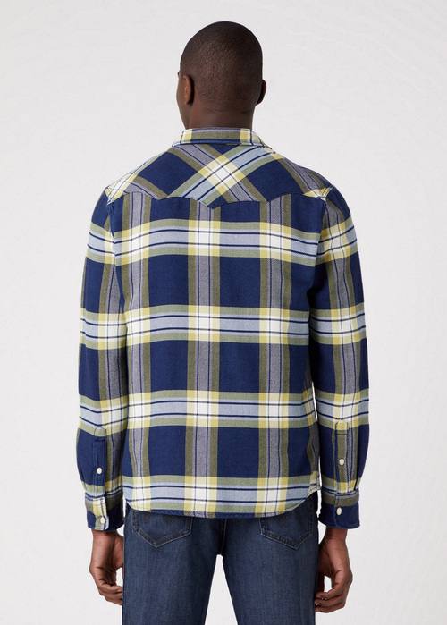 Mska Koszula Materiaowe Wrangler Western Shirt Stone Green Check - W5B4MTG53