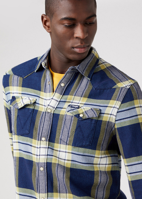 Mska Koszula Materiaowe Wrangler Western Shirt Stone Green Check - W5B4MTG53