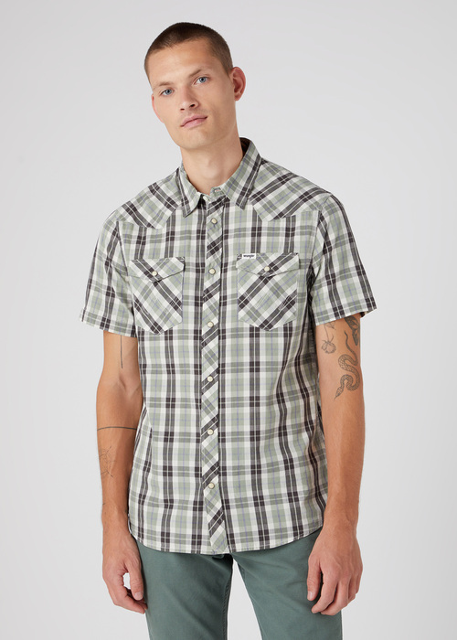 Wrangler Short Sleeve Western Shirt Black Check - W5H8T4100