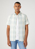 Meska Koszula Materialowe Wrangler Short Sleeve 1 Pocket Shirt Captains Blue Check - W5K04M84Z