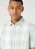 Meska Koszula Materialowe Wrangler Short Sleeve 1 Pocket Shirt Captains Blue Check - W5K04M84Z