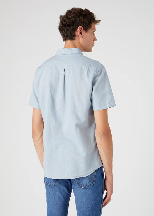 Wrangler Short Sleeve 1 Pocket Shirt Blue Fog - W5K0LOM31
