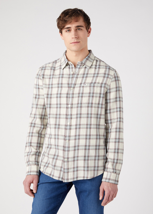 Wrangler One Pocket Shirt - Worn White Check W5A25QW02 112341049