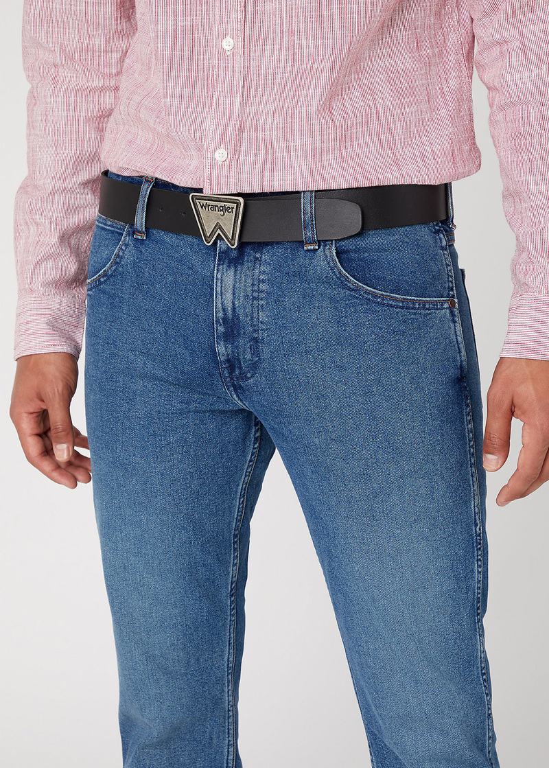 Pasek Meski Wrangler Festival Logo Belt Black - W0K1US100