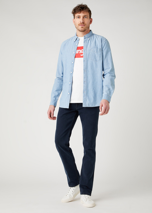 Meskie Spodnie Dzinsowe Wrangler Greensboro Iron Blue - W15QLT35X