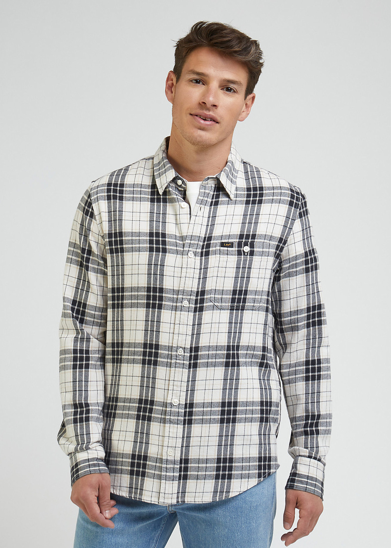Meska Koszula Materialowe Lee Leesure Shirt Ecru Check - L66NRONQ