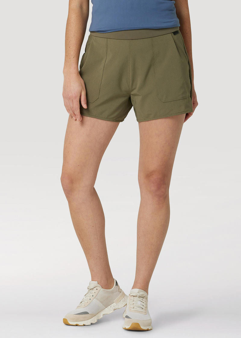 Damskie Szorty Materialowe Wrangler Mix Material Shorts Dark Olive - WB2A94X45