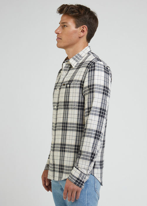 Meska Koszula Materialowe Lee Leesure Shirt Ecru Check - L66NRONQ