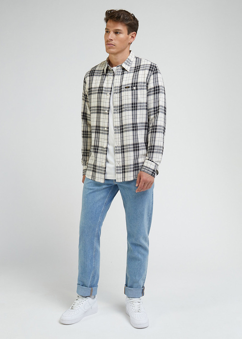 Meska Koszula Materialowe Lee Leesure Shirt Ecru Check - L66NRONQ