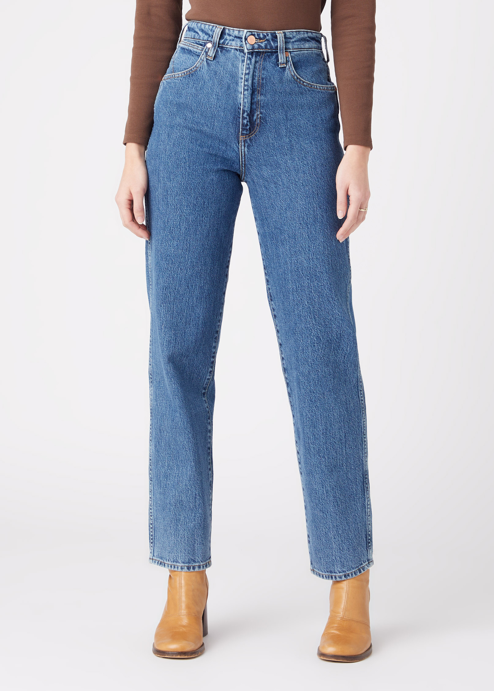 Damskie Spodnie Dzinsowe Wrangler Mom Straight Winter Hue - W27M16Z18