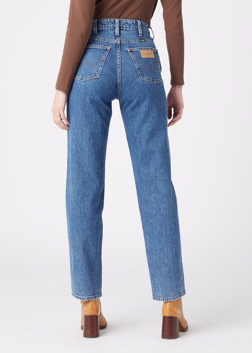 Damskie Spodnie Dzinsowe Wrangler Mom Straight Winter Hue - W27M16Z18