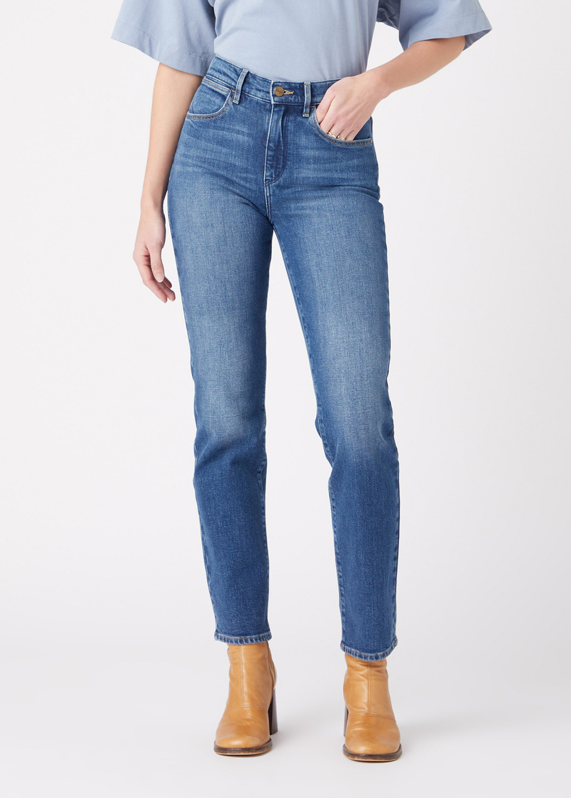 Damskie Spodnie Dzinsowe Wrangler Straight Airblue - W26RJX386