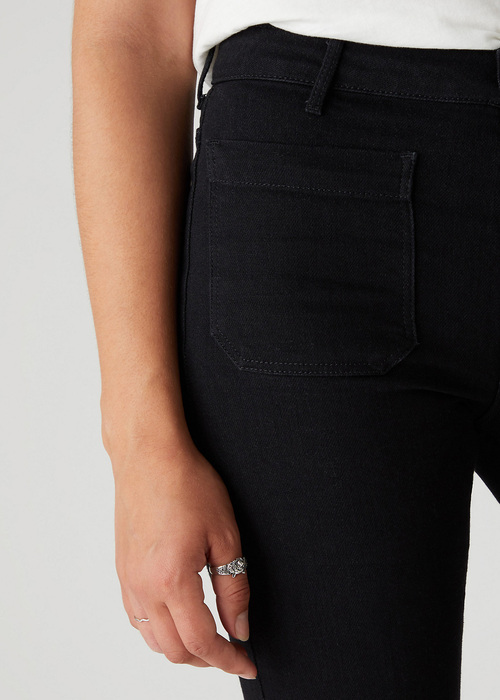 Damskie Spodnie Dzinsowe Wrangler Flare Jeans Retro Black - W233GQ111