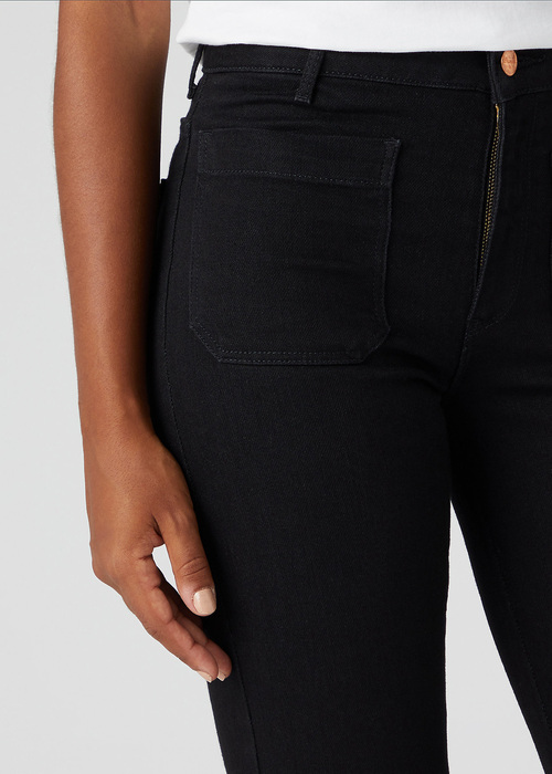 Damskie Spodnie Dzinsowe Wrangler Flare Jeans Retro Black - W233GQ111