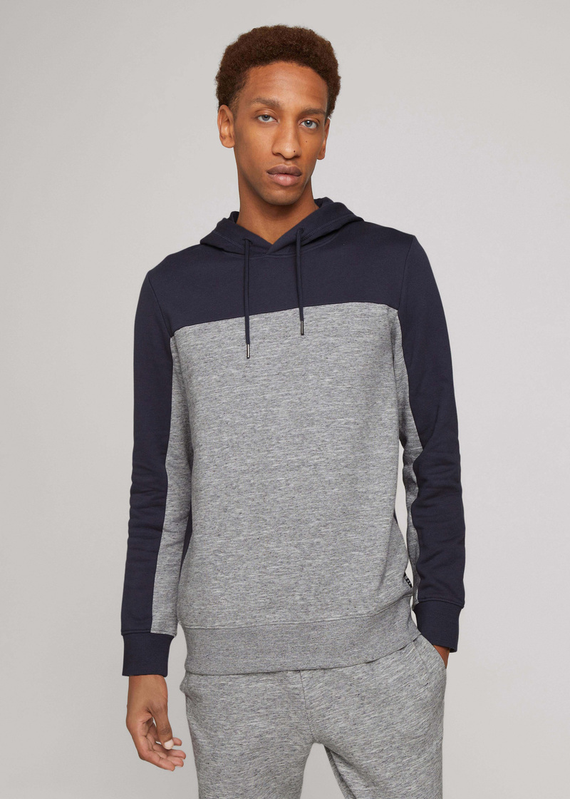 Mska Bluza Tom Tailor Hoody W Cutlines Blueish Grey - 1029022-10306