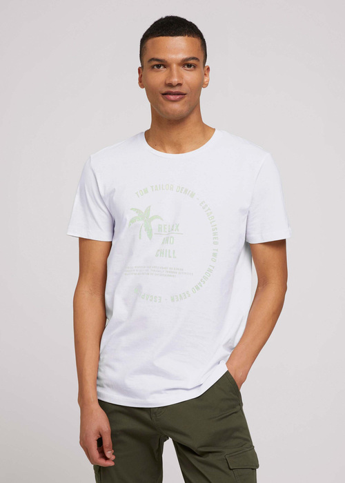 Tom Tailor T Shirt W Print White - 1025891-20000