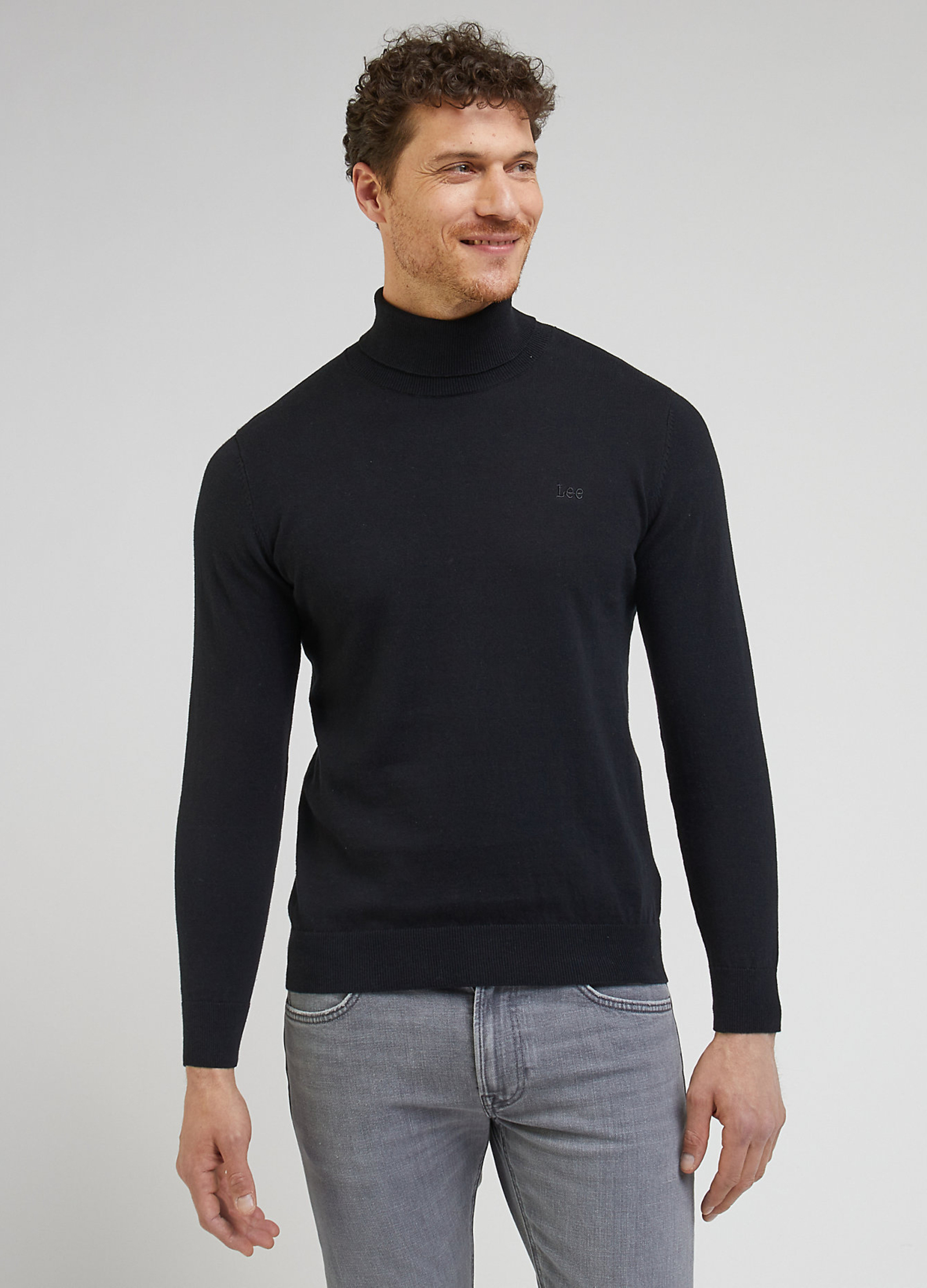 Meski Sweter Lee Hight Neck Knit Black - L83CKF01