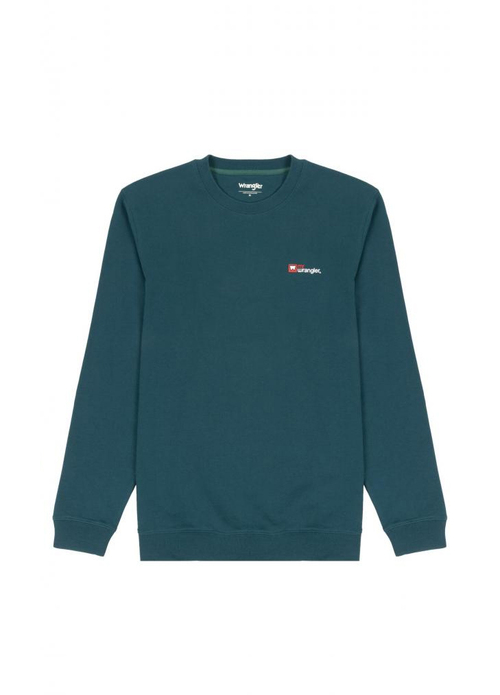 Meska Bluza Wrangler Logo Crew Sweat Deep Teal Green - W6MSIQG03
