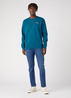 Meska Bluza Wrangler Logo Crew Sweat Deep Teal Green - W6MSIQG03