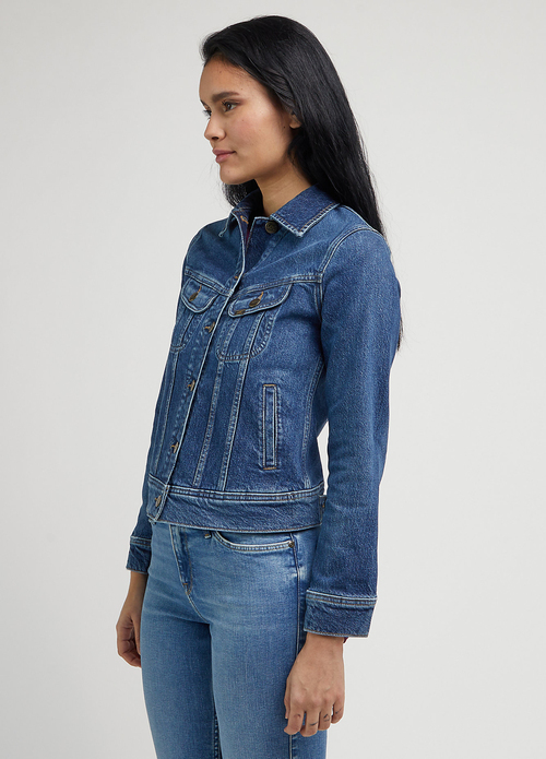 Damska Kurtka Dzinsowa Lee Rider Jacket Classic Indigo - LQ32HGD75