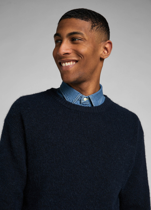 Meski Sweter Lee Seasonal Crew Mood Indigo - L83ZDD61