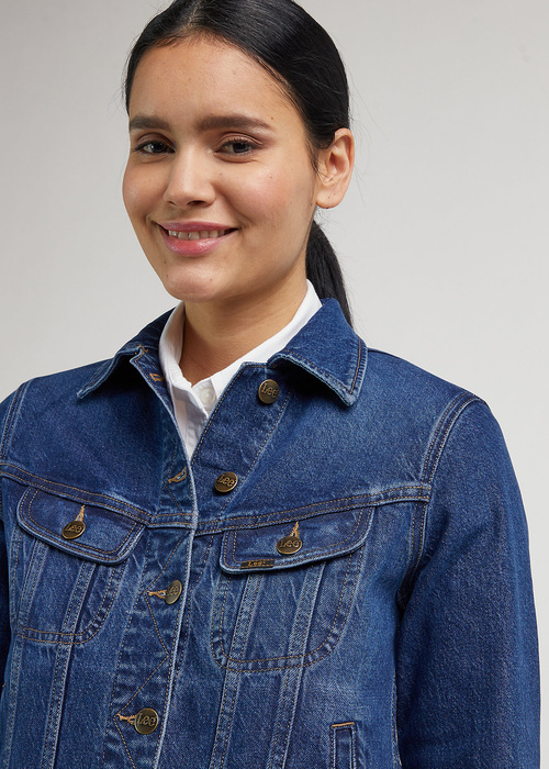 Damska Kurtka Dzinsowa Lee Rider Jacket Blue Nostalgia - LQ32HGD7