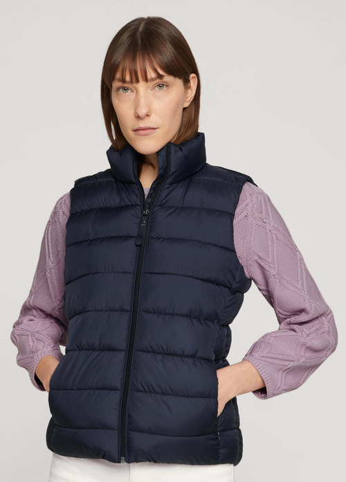 Tom Tailor Slim Fit Quilted Vest With Recycled Polyester - Sky Captain Blue 1029204-10668