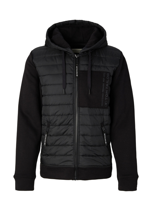Tom Tailor Sweat Jacket With Nylon Black - 1034363-29999