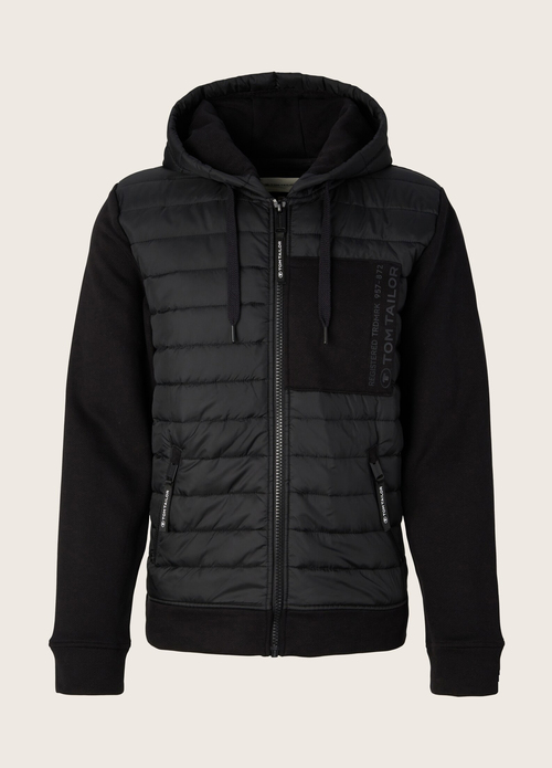 Tom Tailor Sweat Jacket With Nylon Black - 1034363-29999