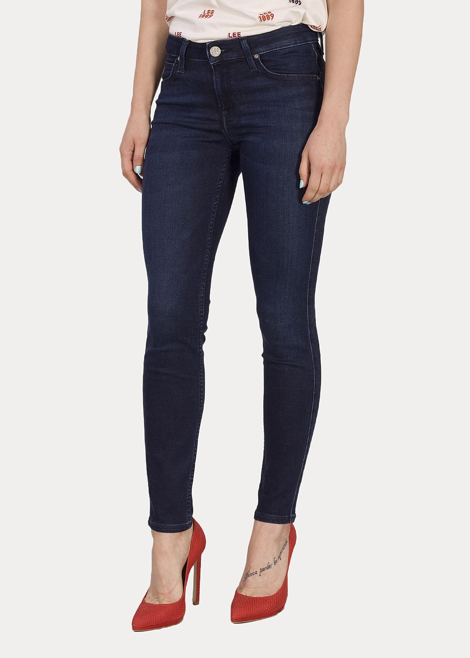 Damskie Spodnie Dzinsowe Lee Scarlett Polished Indigo - L526RKKD