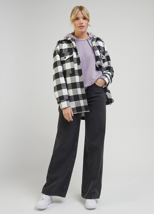 Damska Koszula Materialowa Lee Quilted Overshirt Charcoal Check - LQ34KQA75