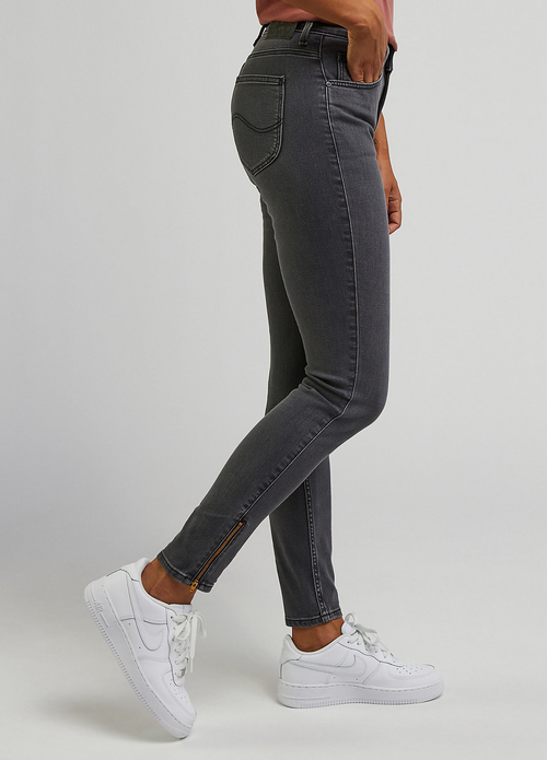 Damskie Spodnie Dzinsowe Lee Scarlett High Zip Moody Grey - L31BODD42