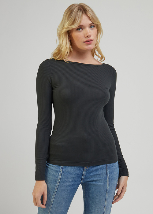 Lee Long Sleeve Boat Neck Tee - Charcoal LQ59IPA75 112341577