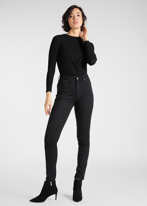 Damskie Spodnie Dzinsowe Lee Scarlett Ultra High Black Worn - L30LEOFA