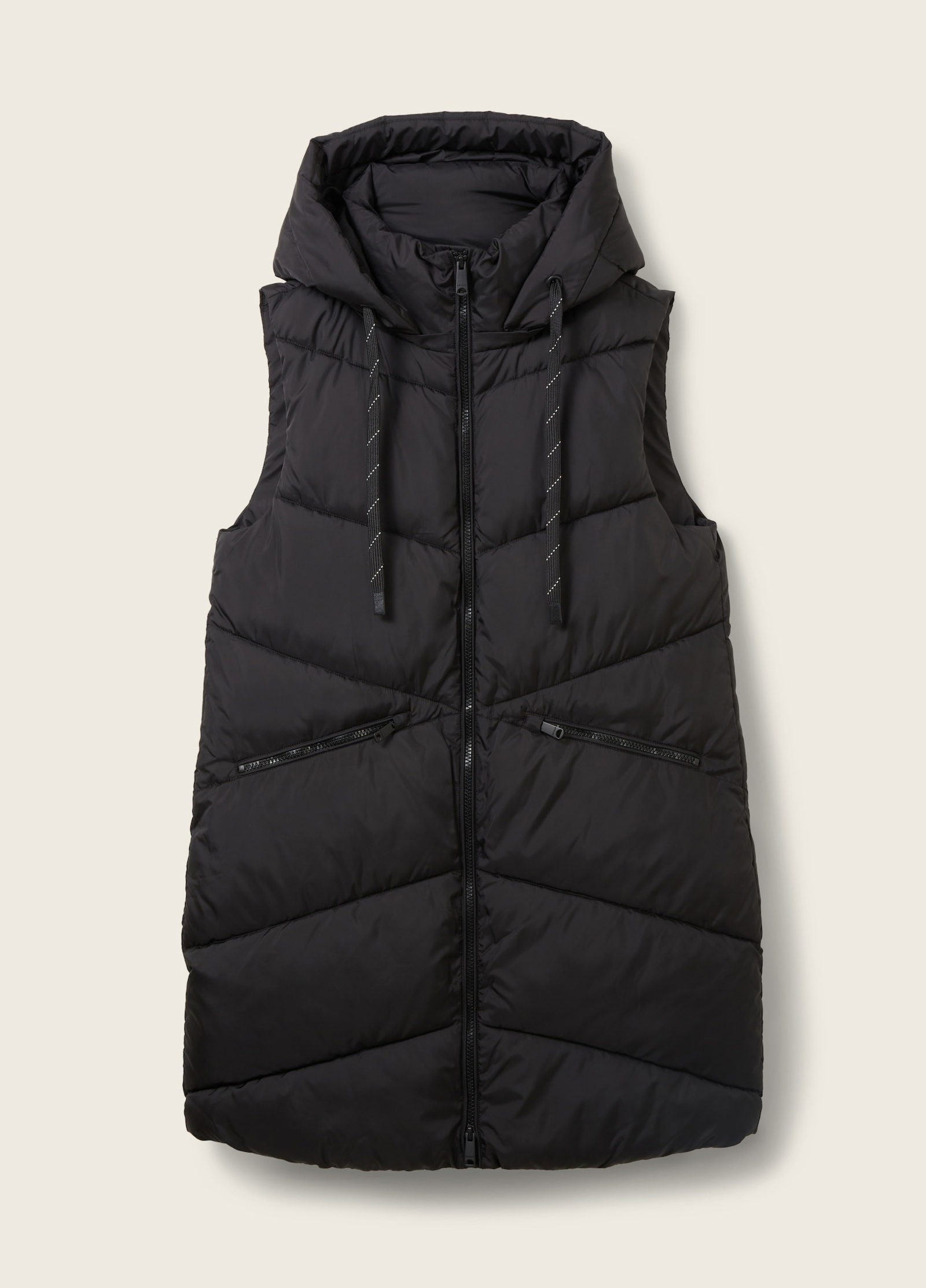 Tom Tailor® Long Vest With A Hood - Deep Black Größe L