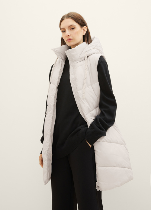Tom Tailor Long Vest With A Hood - Clouds Grey 1037562-16339