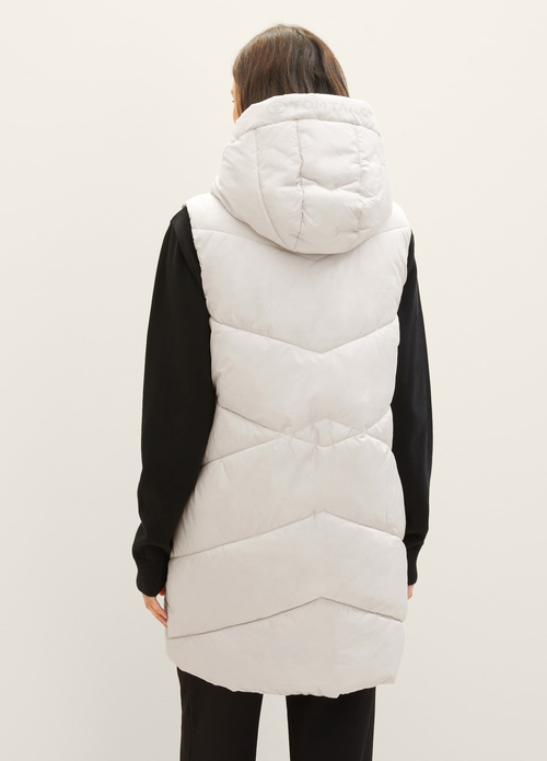 Damski Bezrekawnik Tom Tailor Long Vest With A Hood Clouds Grey - 1037562-16339