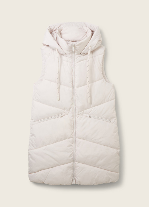 Damski Bezrekawnik Tom Tailor Long Vest With A Hood Clouds Grey - 1037562-16339