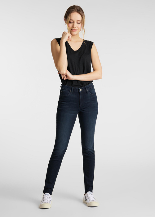 Damskie Spodnie Dzinsowe Lee Scarlett High Worn Ebony - L626PHQS