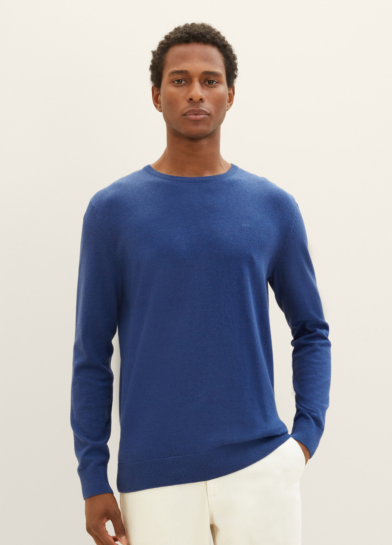 Blue Mottled Melange Size L Knitted Hockey Tom Tailor® - Dark Sweater