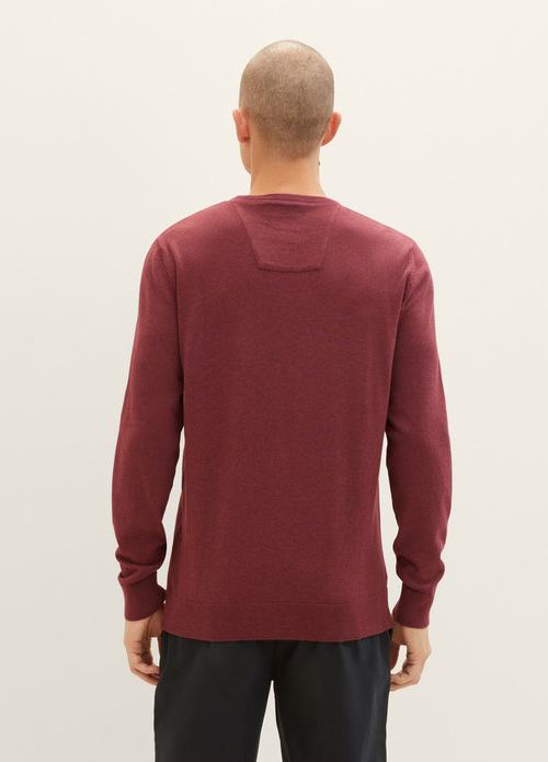 Tom Tailor Mottled Knitted Sweater Tawny Port Red Melange - 1027661-32620