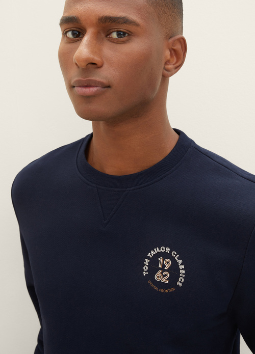 Tom Tailor Sweatshirt With A Print Sky Captain Blue - 1040047-10668