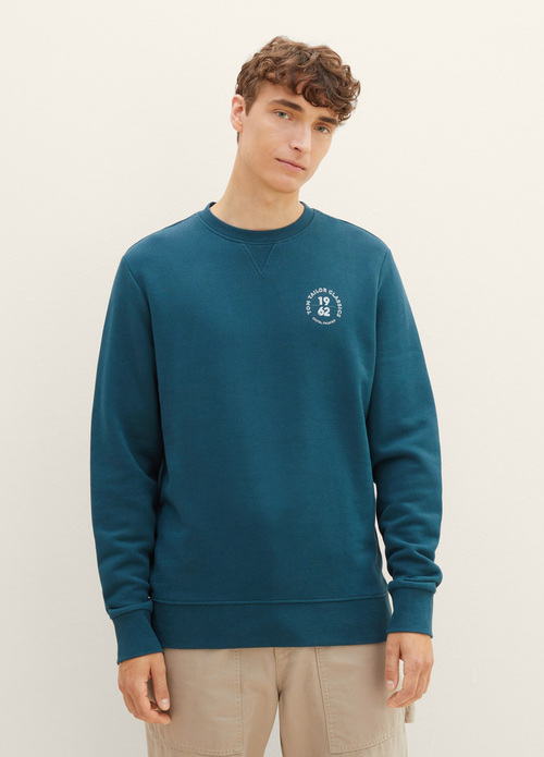 Tom Tailor® Sweatshirt With A Print - Deep Pond Green Size L