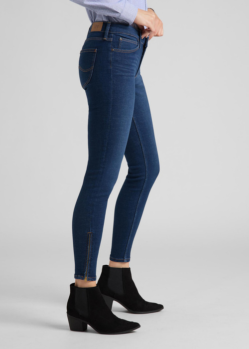 Damskie Spodnie Dzinsowe Lee Scarlett Cropped High Blue - L30CPQAN