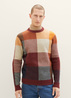 Mski Sweter Tom Tailor Knitted Sweater With A Check Pattern Orange Colorful Block Check - 1038248-32310