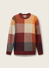 Meski Sweter Tom Tailor Knitted Sweater With A Check Pattern Orange Colorful Block Check - 1038248-32310