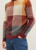 Mski Sweter Tom Tailor Knitted Sweater With A Check Pattern Orange Colorful Block Check - 1038248-32310