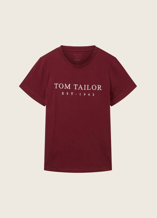 Tom Tailor T Shirt With A Print Deep Burgundy Red - 1032702-10308