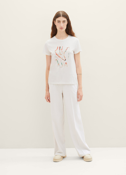 Tom Tailor T Shirt With A Print Off White - 1038045-10332