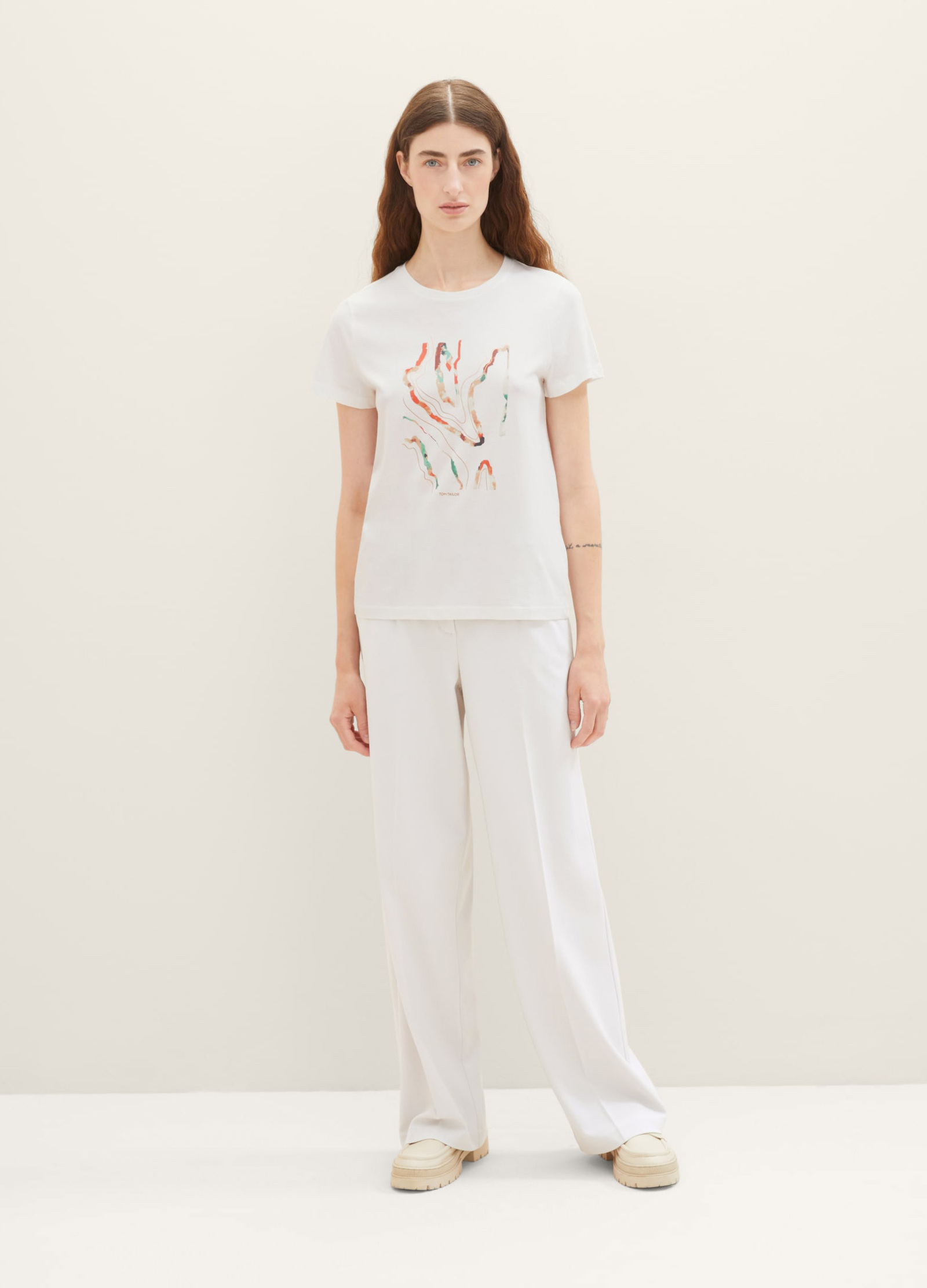 Tom Tailor® T-shirt With A Print - Off White Size L